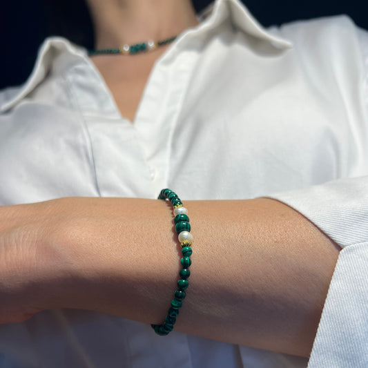 Set Gold Malachit - Brățară + Colier