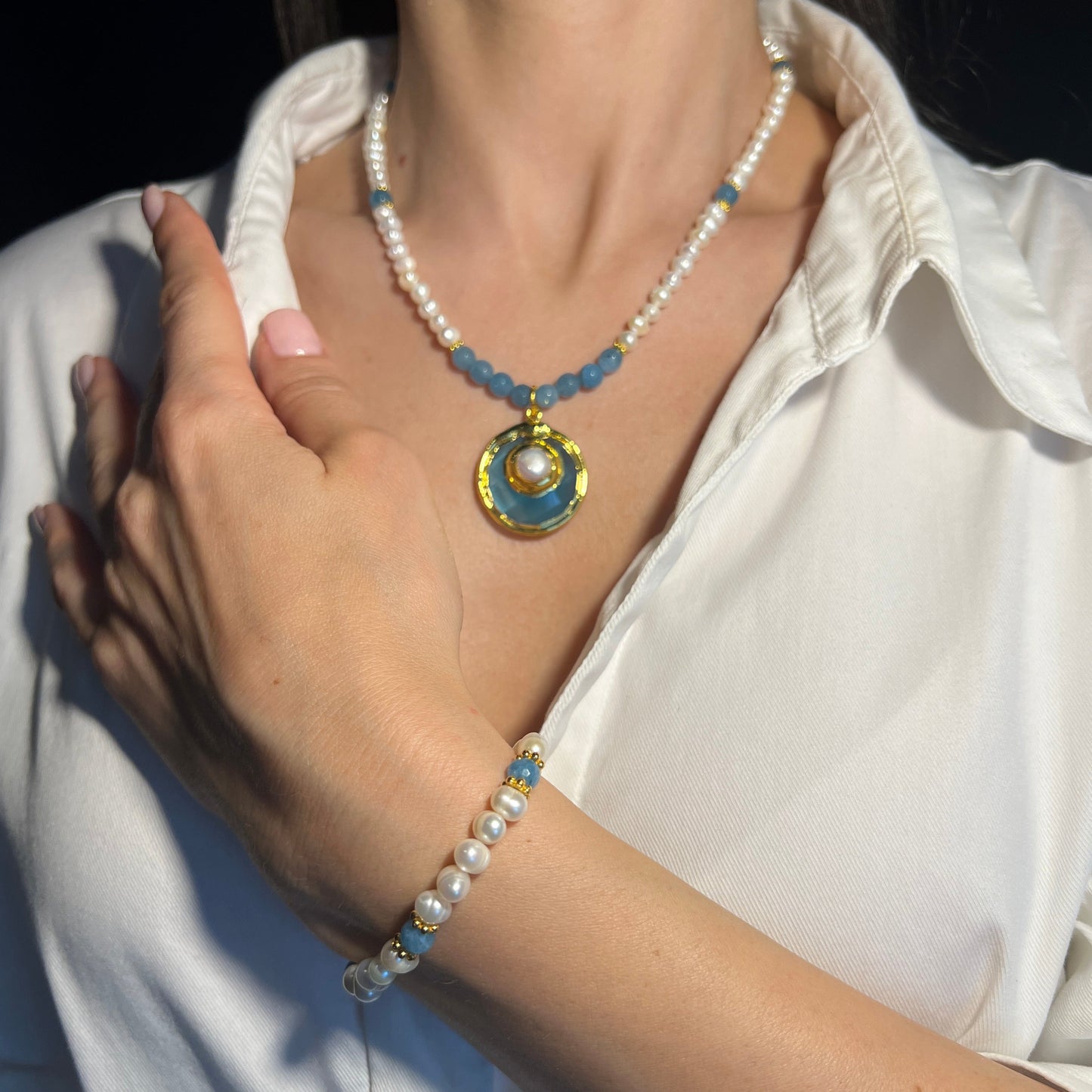 Set Gold Cat Eye - Brățară + Colier