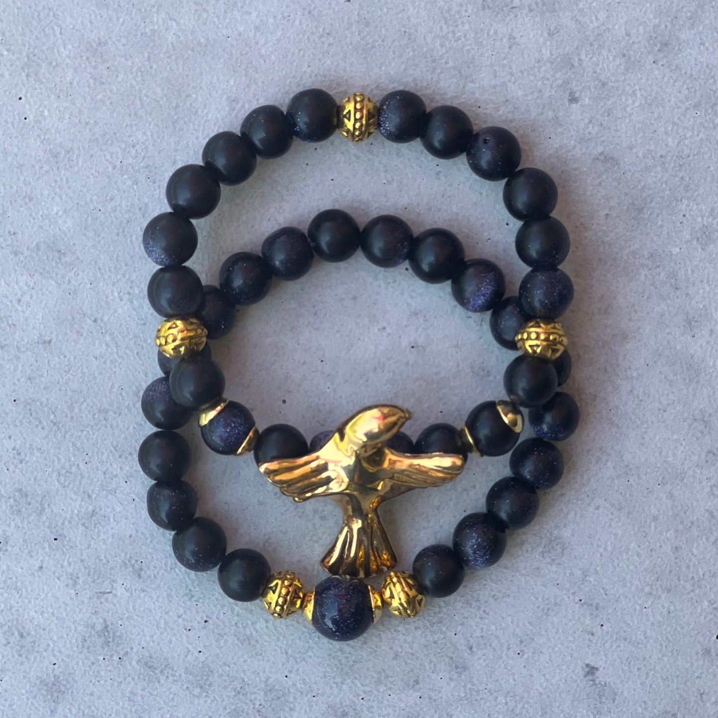 Set 2 brățări Blue Gold Moonstone