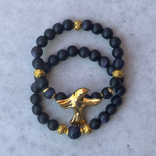 Set 2 brățări Blue Gold Moonstone