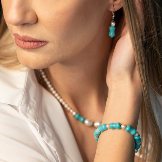 Set Turcoaz - Brățară + Colier + Cercei
