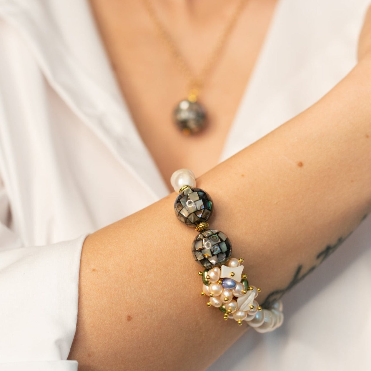 Set Abalone Stone - Brățară + Colier